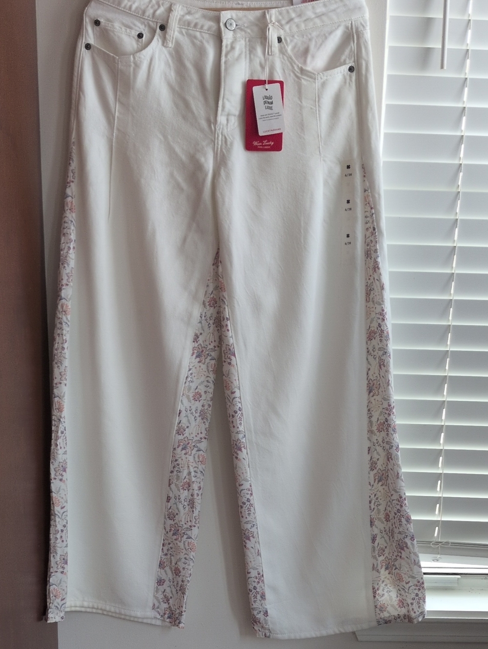 Lucky Brand Floral Inset Palazzo Jeans
